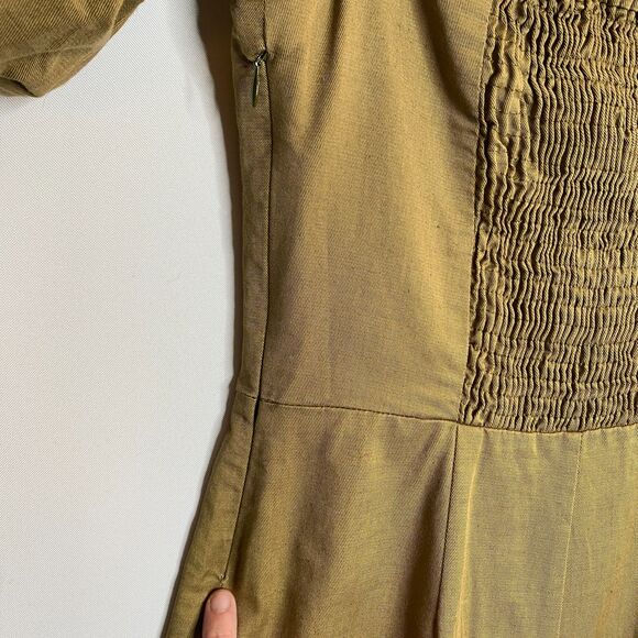 Zara Woman Off-the-Shoulder Poof Sleeve Green Button Detail Dress Size S - Picture 8 of 16